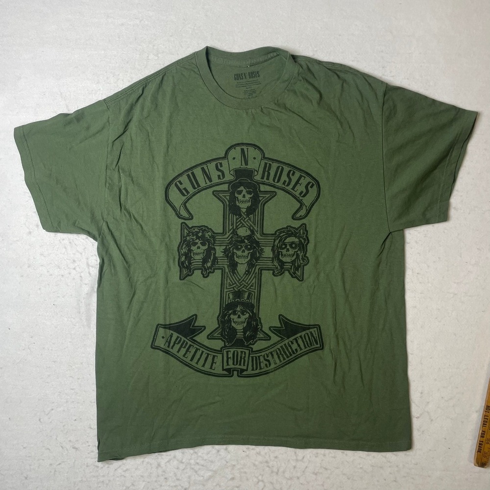 Guns N‎ Roses Appetite For Destruction T Shirt Mens XL Green Band Tee